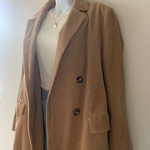 H&M Corduroy Beige Tan Blazer Womens Jacket Size Medium